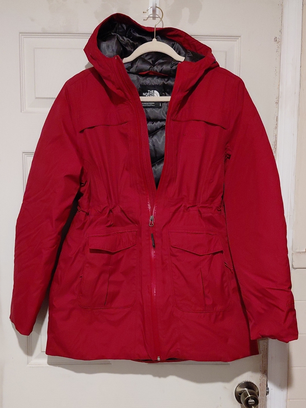 The North Face Women's Red Hooded Puffer Parka Large, Excellent Condition